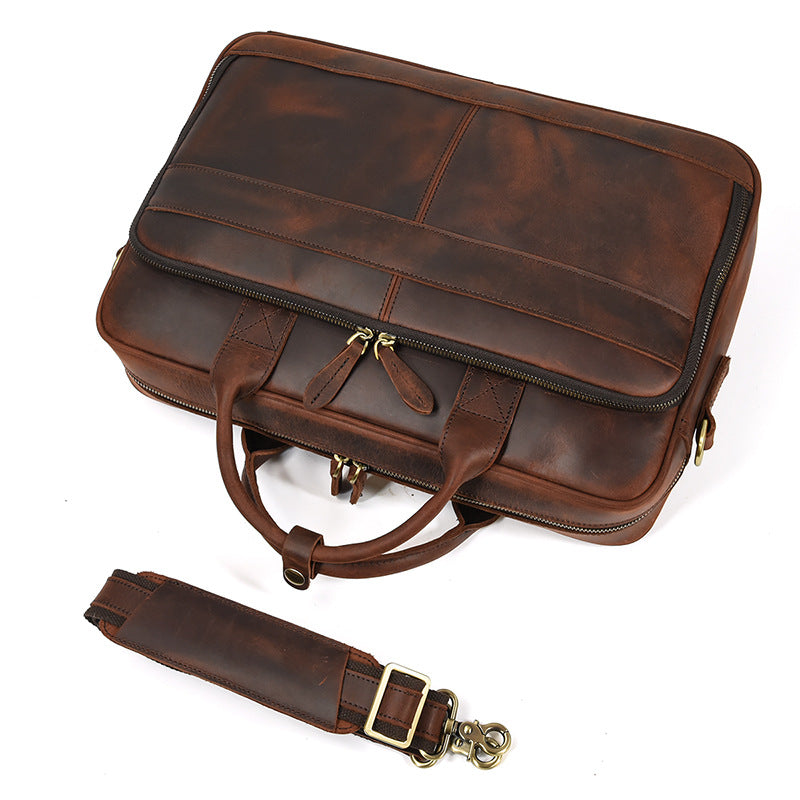 Men's Crazy Horse Commuter First Layer Cowhide Men's Briefcases