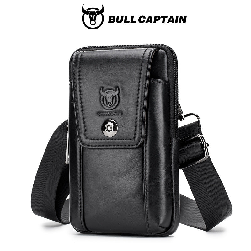 Men's Bull Captain Leather Wear Mobile Pouch Men's Waist Packs