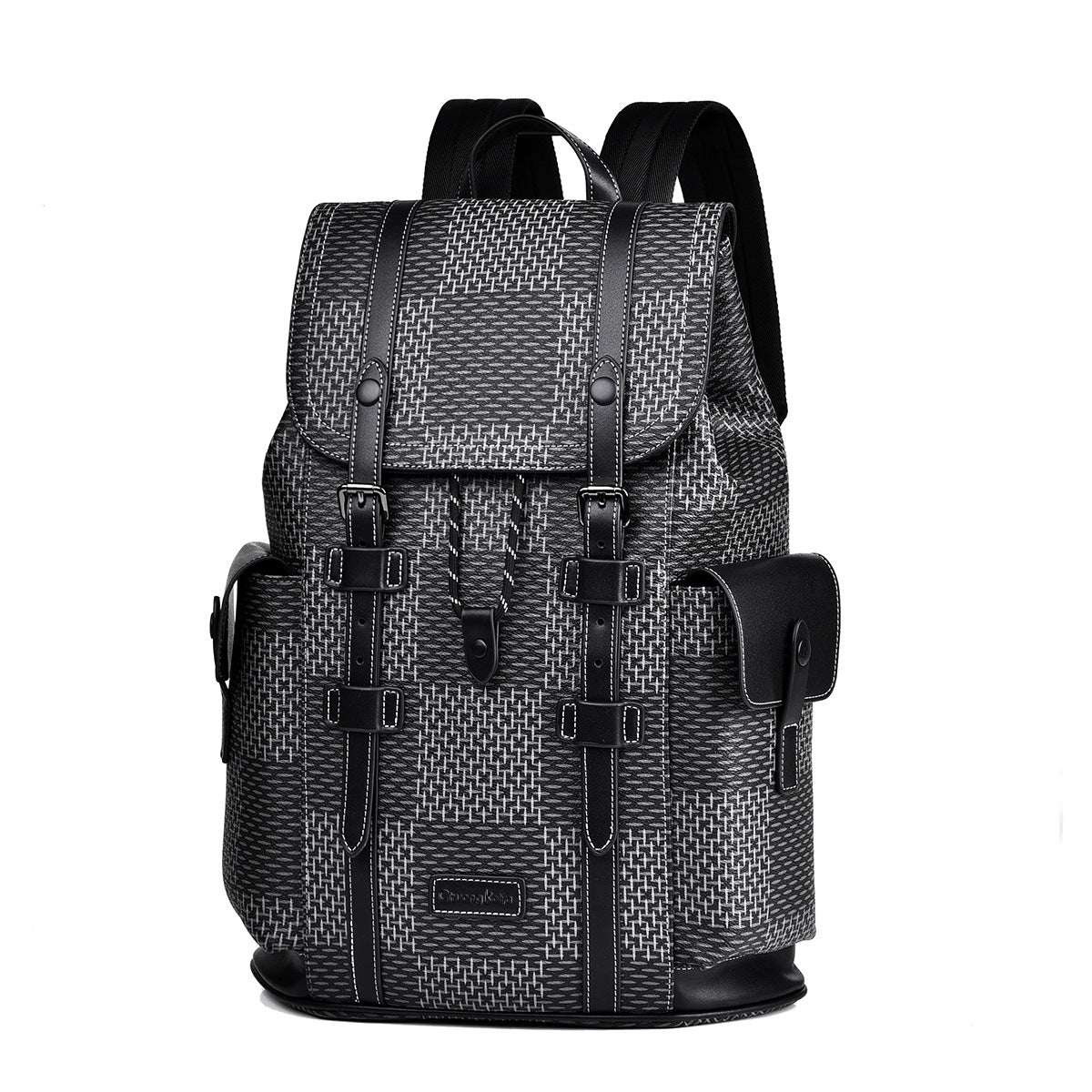 Men's Large Plaid Fashion Trendy Capacity Green Backpacks