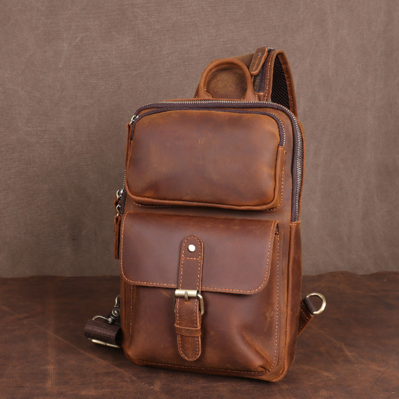Men's Retro Handmade Genuine Leather First Layer Men's Chest Bags