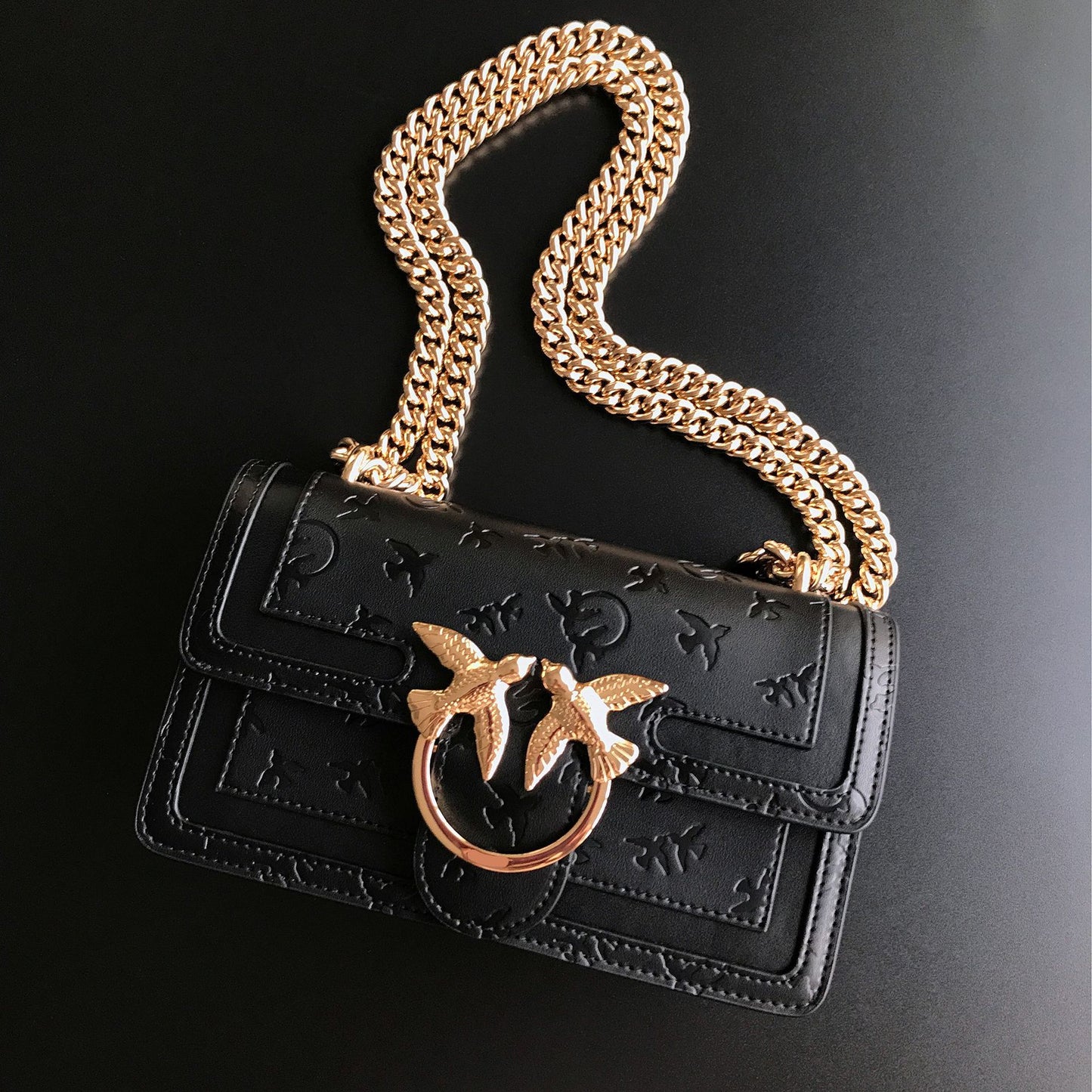 Women's Genuine Leather High Quality Embossed Chain Armpit Bags