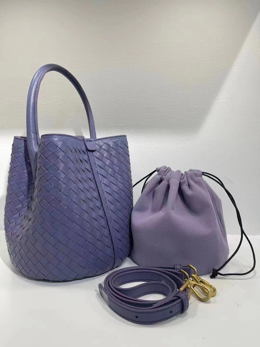 Women's Sheepskin Woven Large Capacity Vegetable Basket Bucket Bags