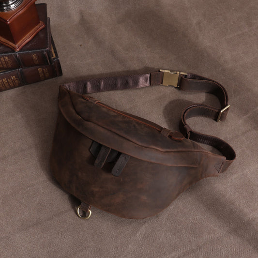 Women's & Men's & Crazy Horse Leather Large Capacity Men's Chest Bags