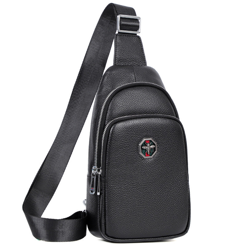 Men's First Layer Cowhide Simple Trendy Men's Chest Bags