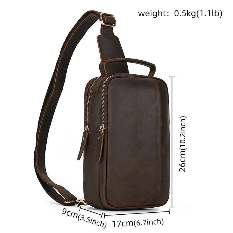 Crazy Horse Leather First Layer Cowhide Men's Chest Bags