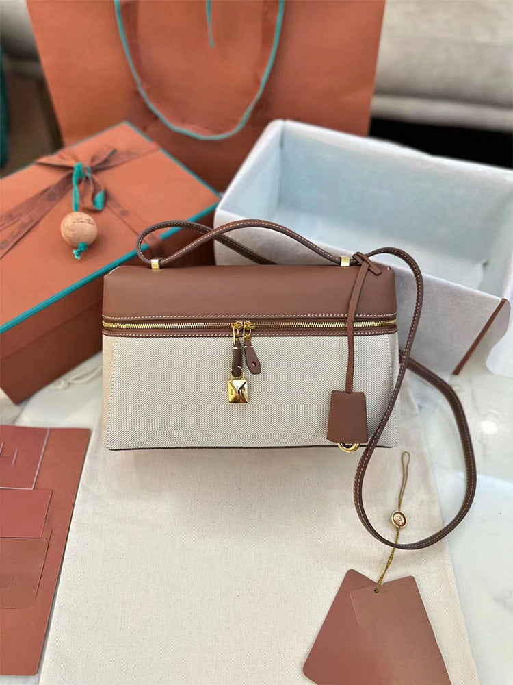 Leather Canvas Underarm Italian Original Zipper Shoulder Bags