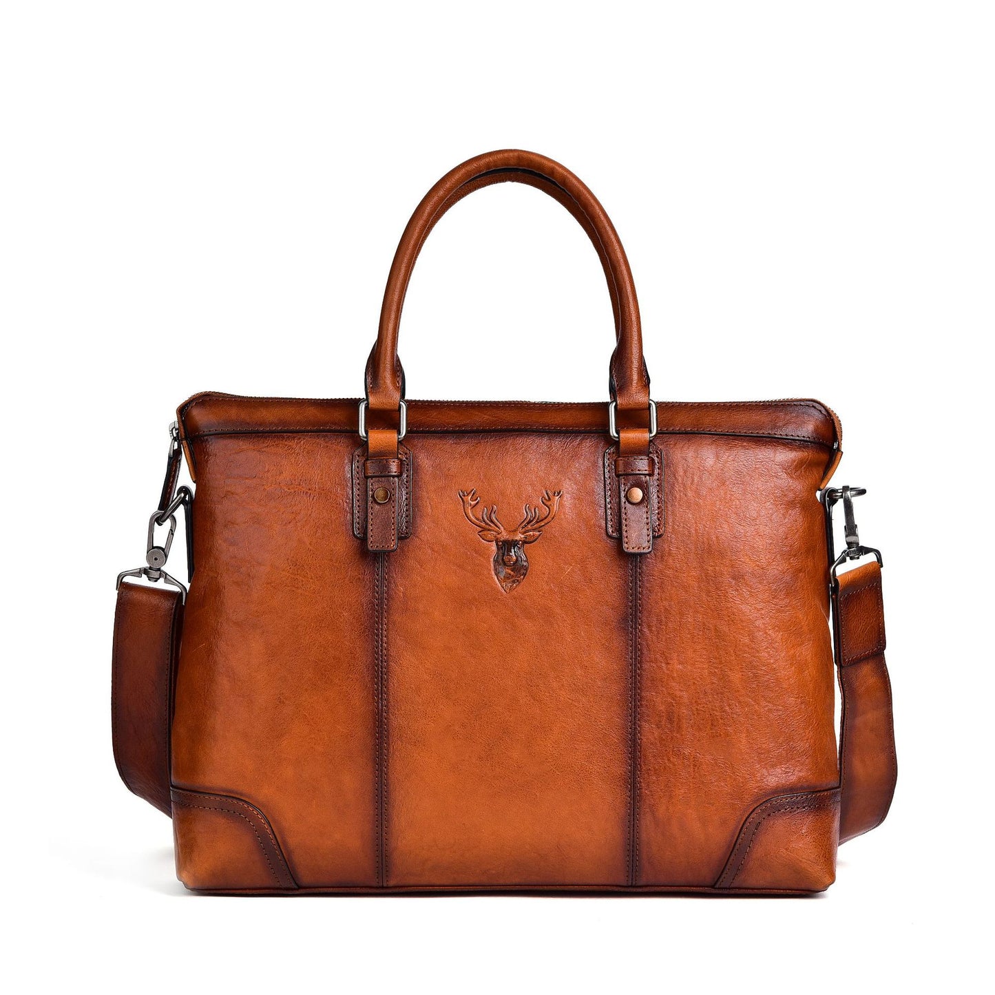 Men's Layer Tree Height Vegetable Tanning Leather Men's Briefcases