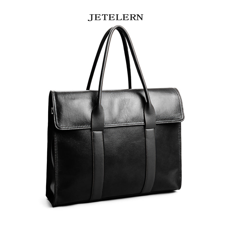 Women's & Men's & First Layer Oil Wax Cowhide Business Handbags