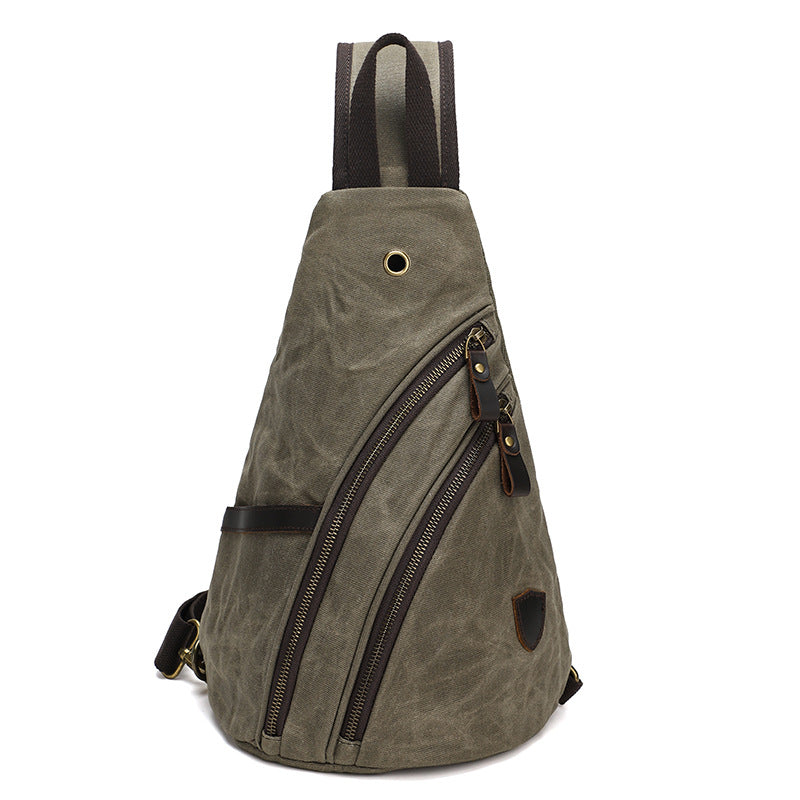 Men's Canvas Large Capacity Retro Waterproof Rucksack Men's Chest Bags