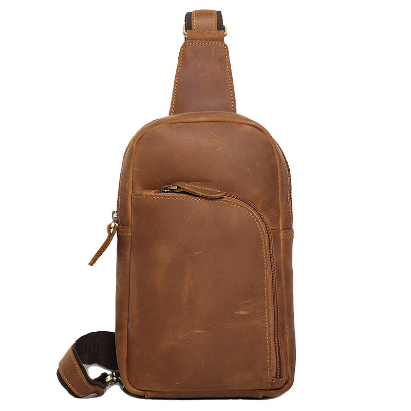 Women's & Men's & Leather Retro Crazy Horse Large Men's Chest Bags