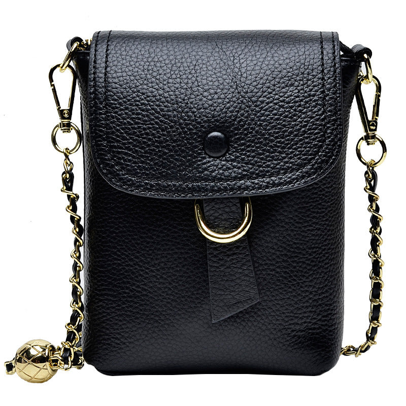Women's Genuine Leather Golden Ball First Layer Cowhide Crossbody Bags