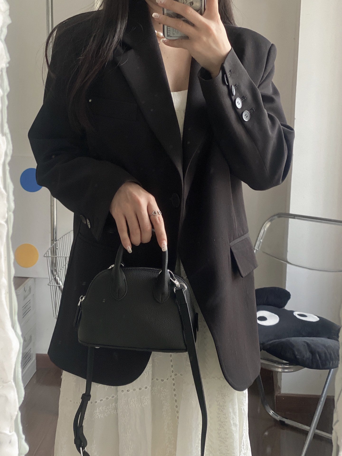 Women's Genuine Leather Shell Niche Simple Bowling Handbags