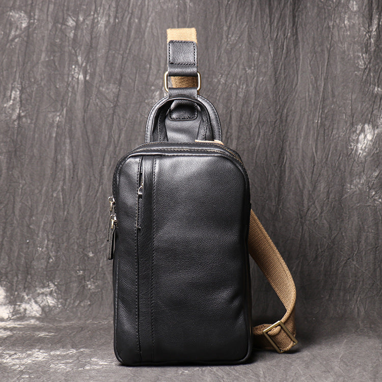 Women's & Men's & Trendy Cool Oil Leather Genuine Large Men's Chest Bags