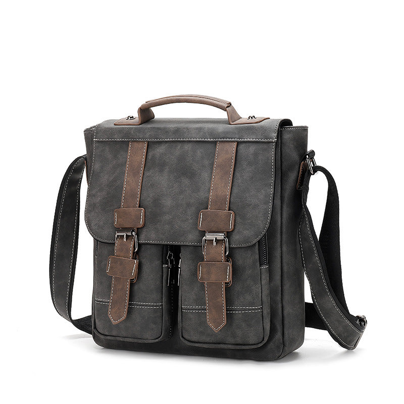 Men's Retro Crazy Horse Leather Big Men's Shoulder Bags