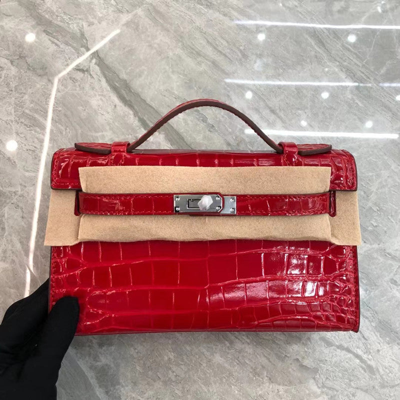 Women's Crocodile Pattern Generation Kelly Fashion Portable Small Square Bags