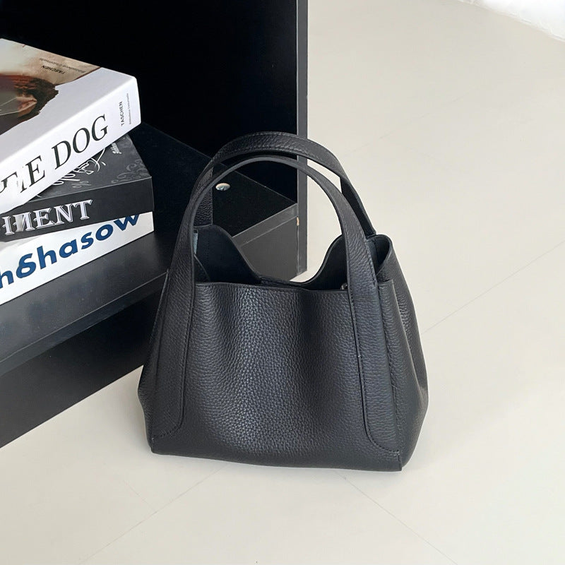 Women's First Layer Cowhide Vegetable Basket Genuine Handbags