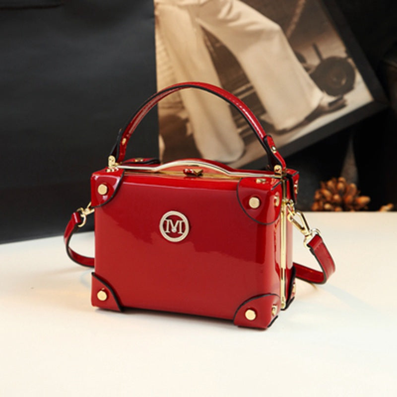 Women's Niche Design Box Patent Leather Trendy Crossbody Bags