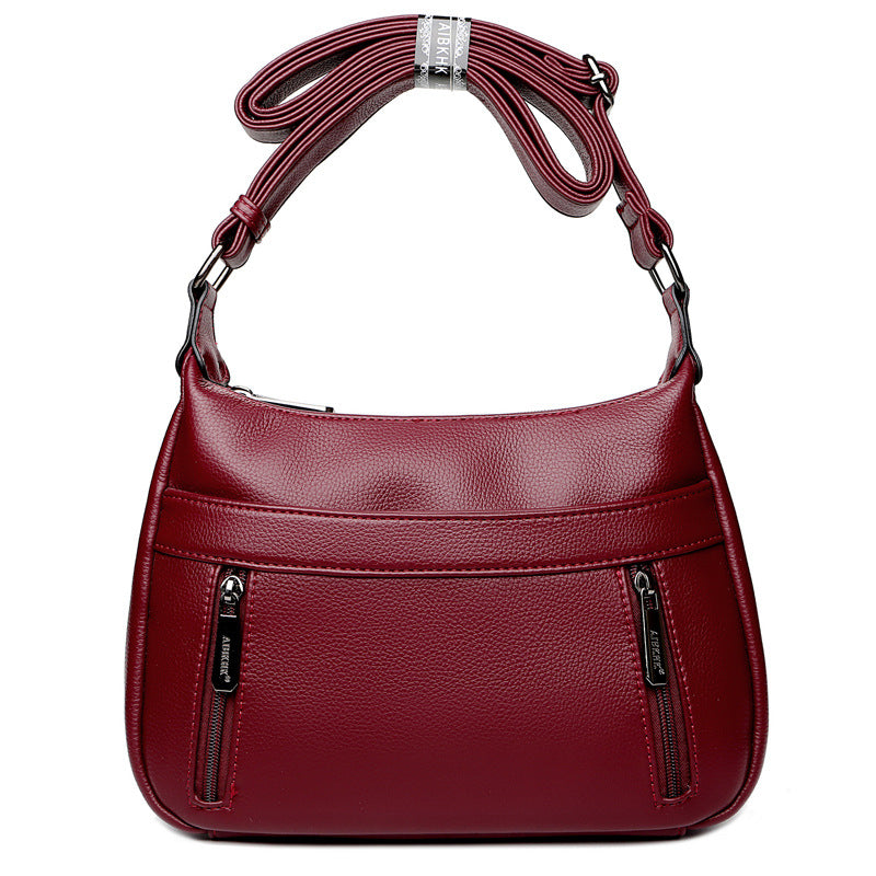 Women's Mother Double Main Soft Leather Large Crossbody Bags