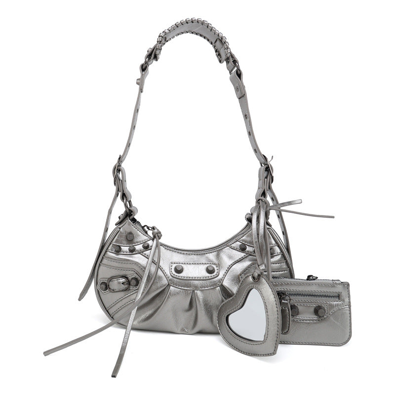 Motorcycle Three-in-one Crocodile Rivet Underarm Selenodont Shoulder Bags