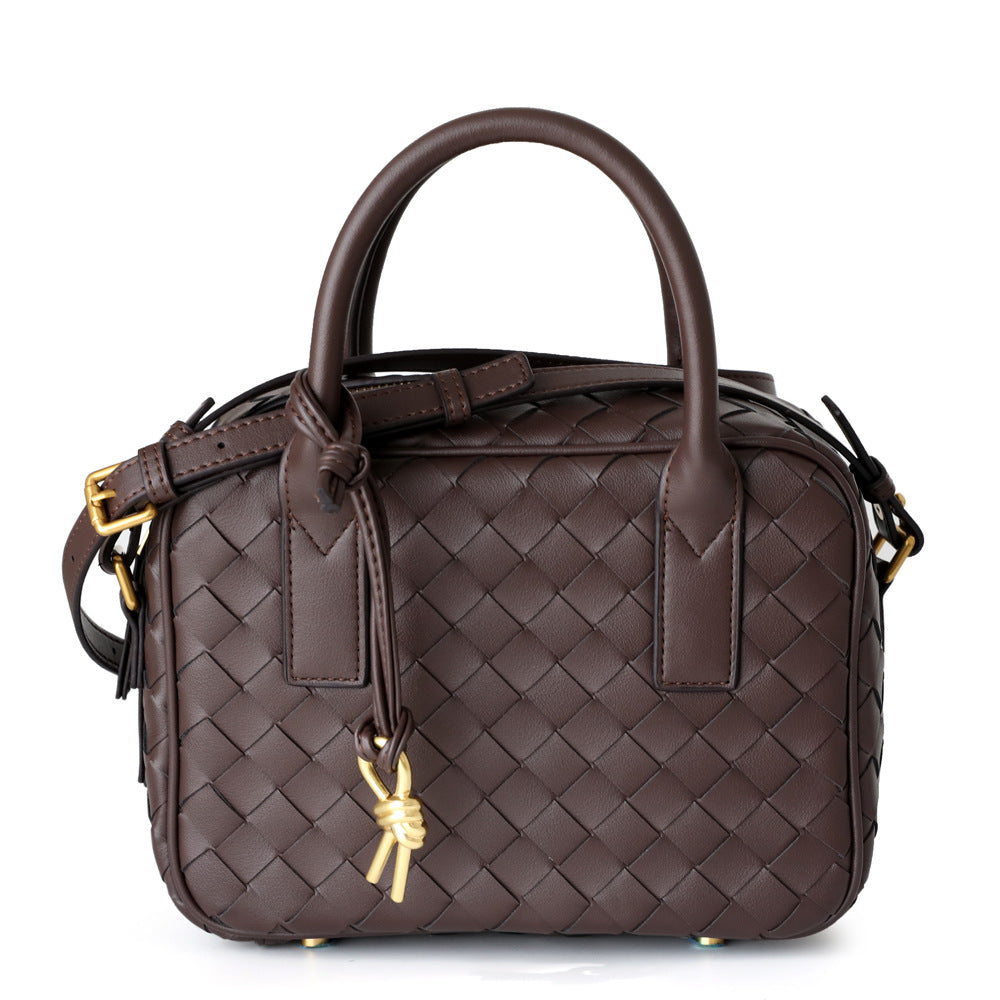Women's Box Handmade Genuine Leather Hand-woven Commuter Small Square Bags