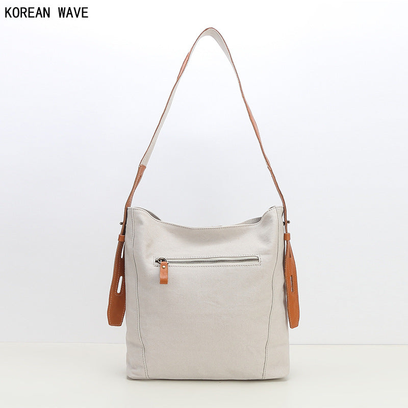 Women's Large Capacity Versatile Contrast Color Genuine Shoulder Bags