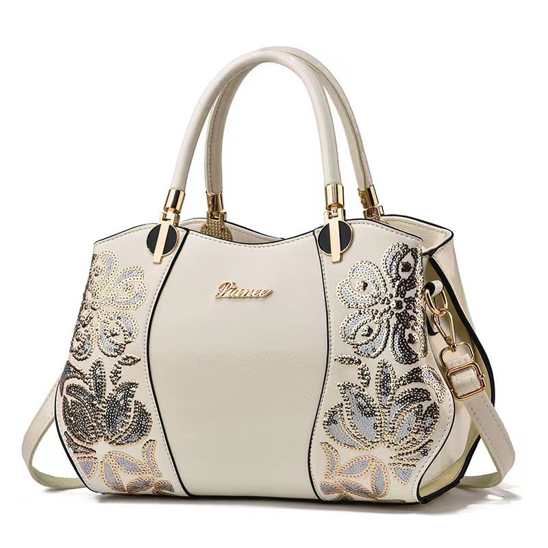 Women's Elegant Genuine Leather Mother Patent Bucket Bags