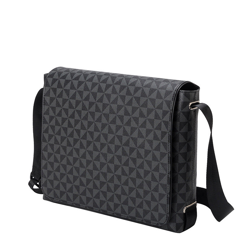 Men's Business Retro Plaid Flap Large Capacity Men's Shoulder Bags