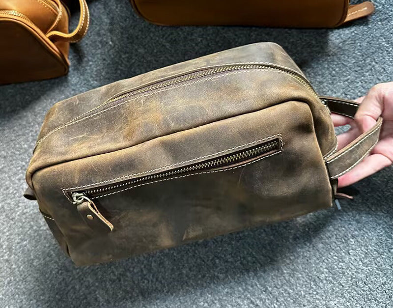 Women's & Men's & Plaid Crazy Horse Leather Wash Men's Handbags