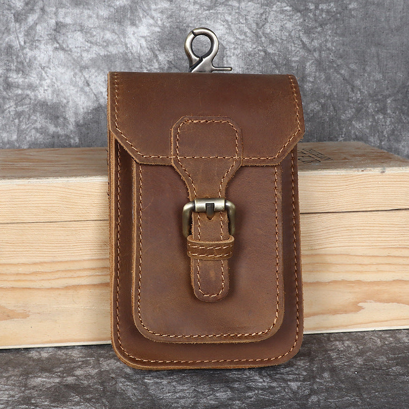 Men's Crazy Horse Leather Cell Genuine Cattlehide Men's Waist Packs