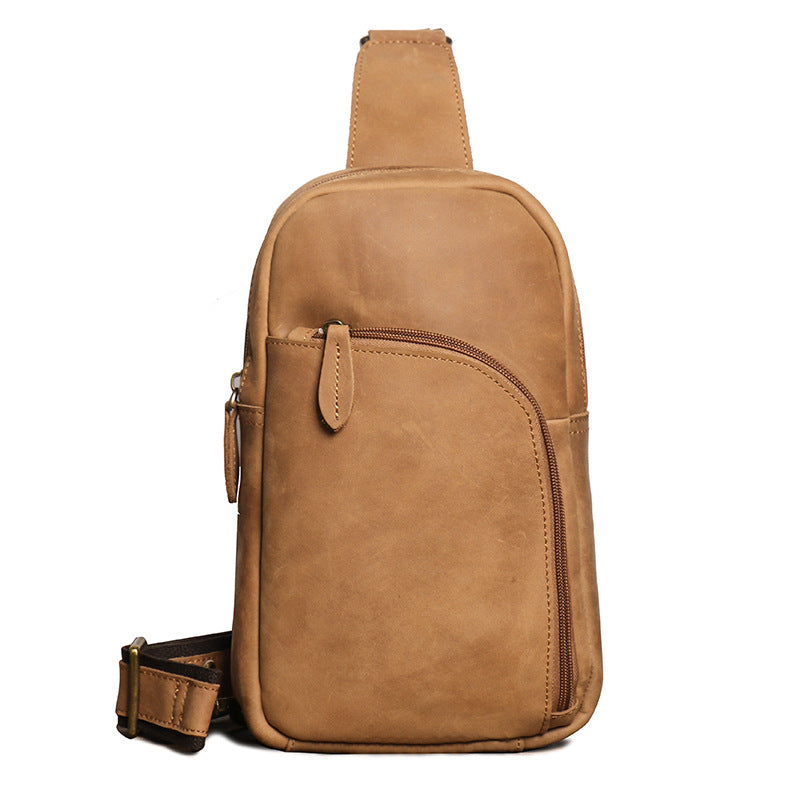 Women's & Men's & Leather Retro Crazy Horse Large Men's Chest Bags