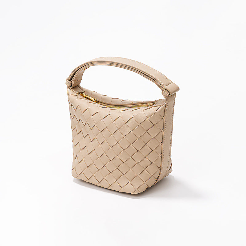 Women's Woven Lunch Box Style Design Sier Bucket Bags