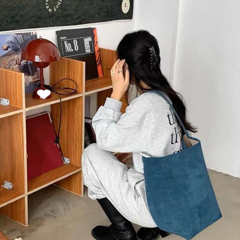 Soft Suede Cowhide Matte Leather Large Bucket Bags