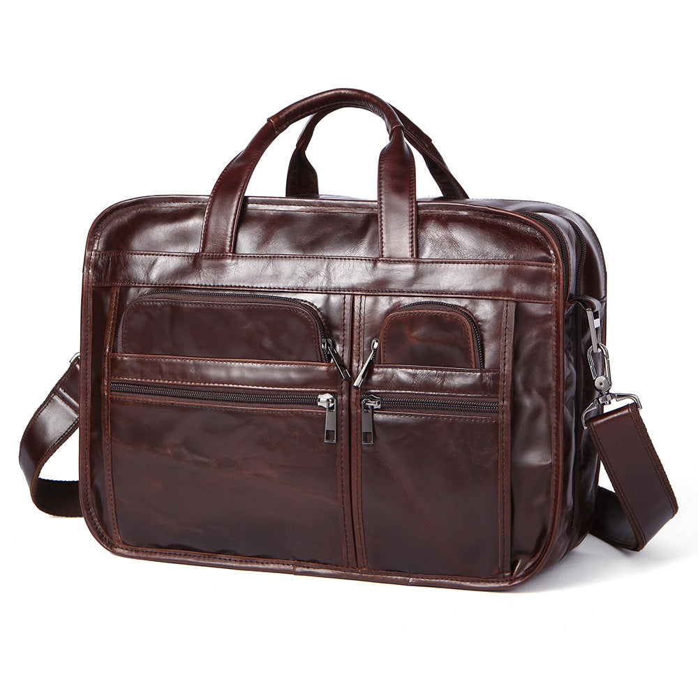 Men's Slouchy First Layer Cowhide Portfolio Men's Briefcases