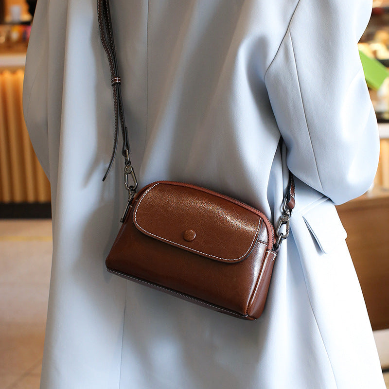 Women's Mother Style Genuine Leather Mobile High-grade Crossbody Bags