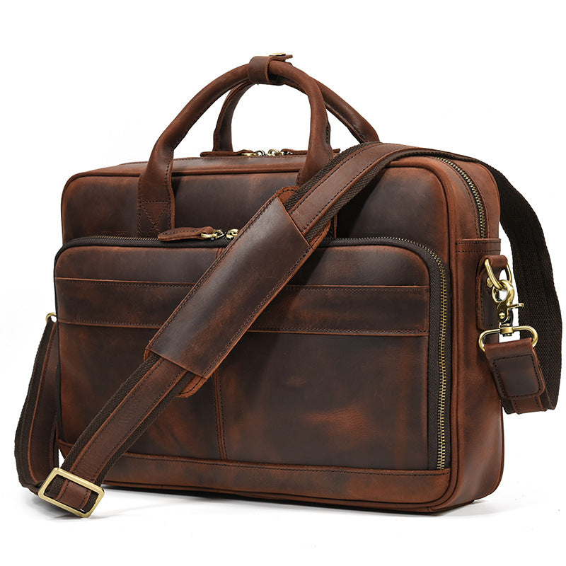 Men's Vintage Leather Business Inch Computer Crazy Men's Briefcases