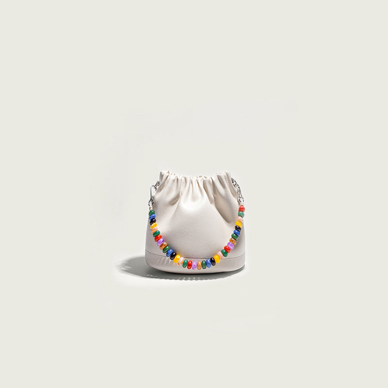 Women's Genuine Leather Rainbow Beaded Niche High-grade Shoulder Bags