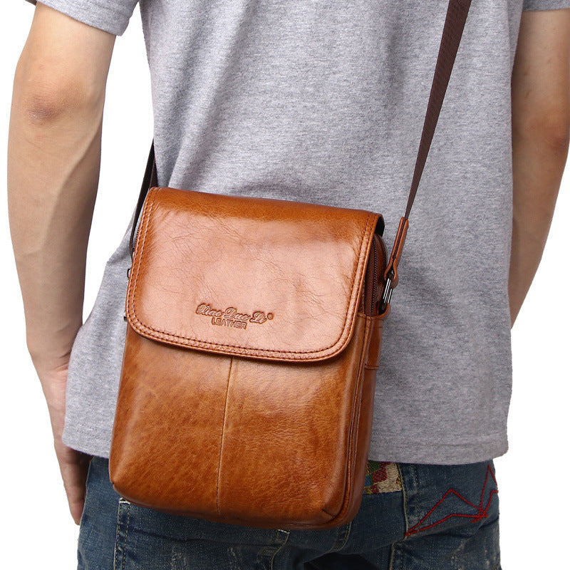 Men's Leather Cowhide Retro Fashionable Large Capacity Men's Messenger Bags
