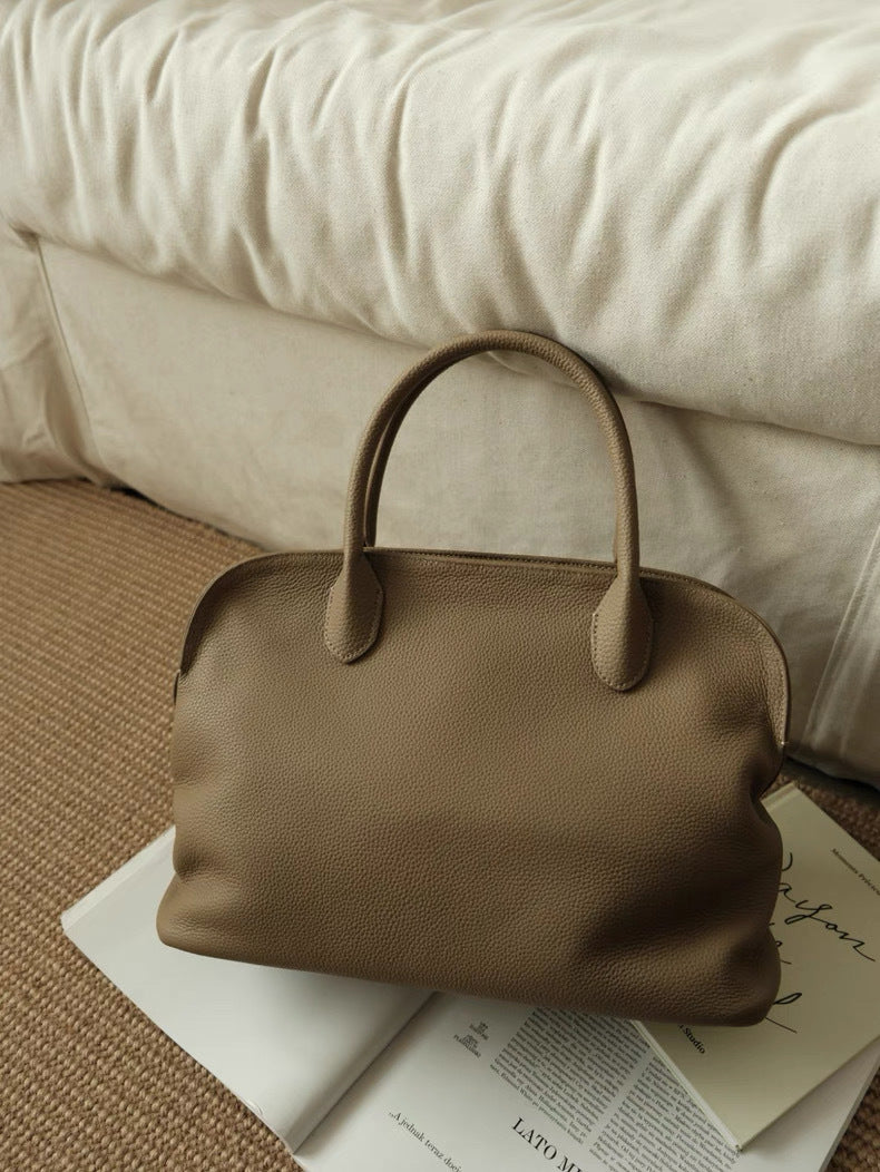 Women's Simple Bowling Top Layer Cowhide Shell Handbags