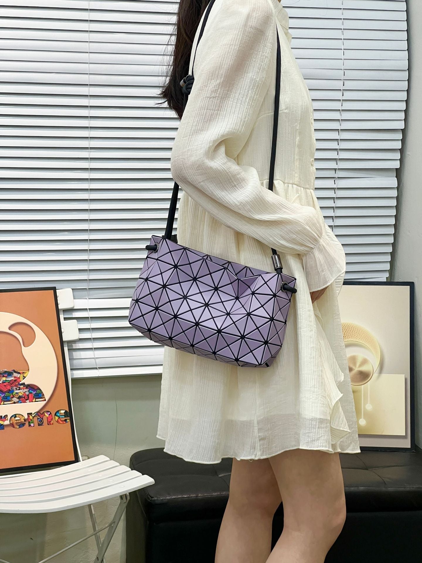 Women's Original Quality Geometric Pillow Drawstring Versatile Small Square Bags