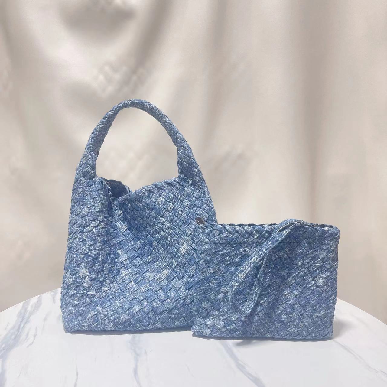 Women's Snowflake Denim Woven Chain Jean Mother Handbags