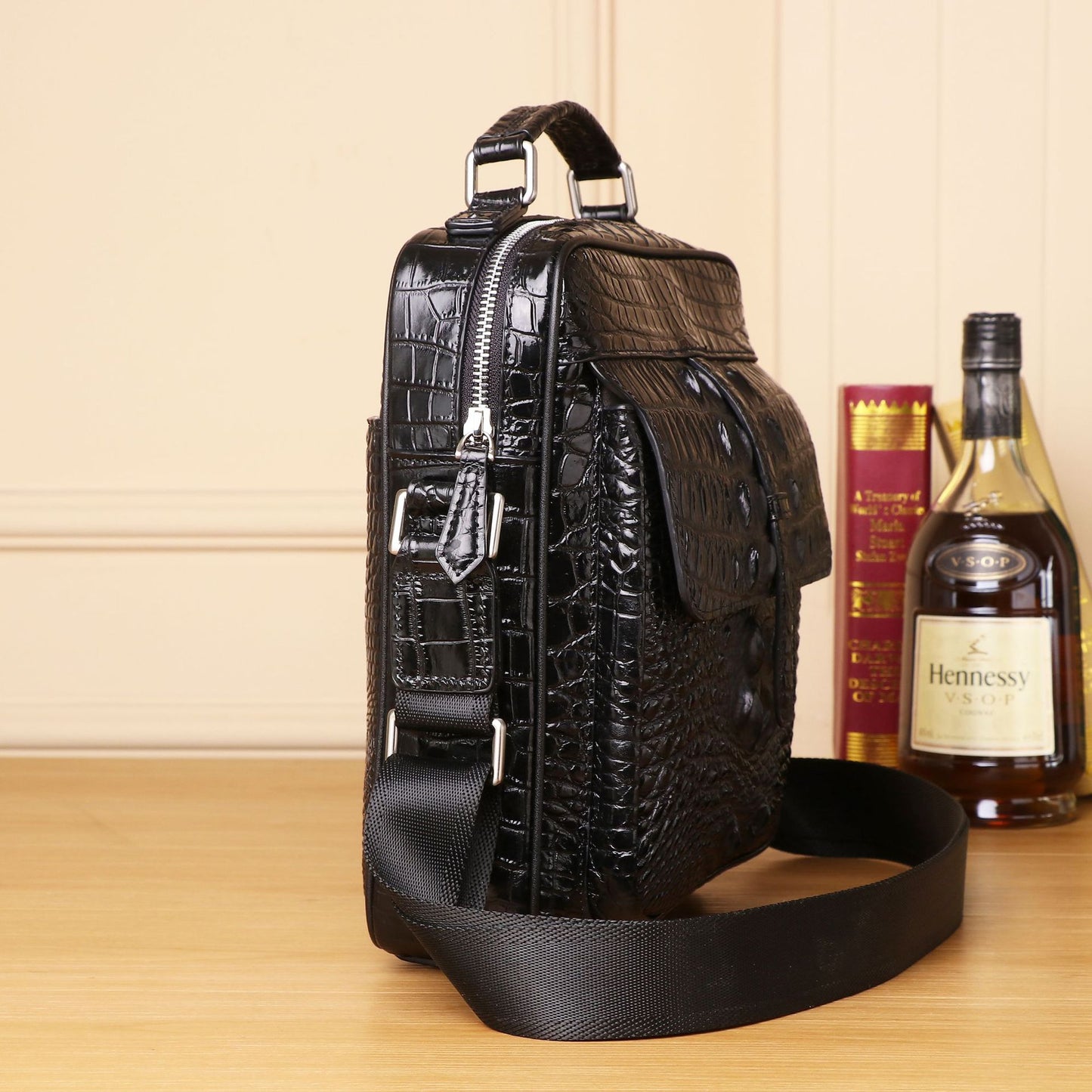 Men's Crocodile Pattern Day Business Leather Retro Men's Shoulder Bags