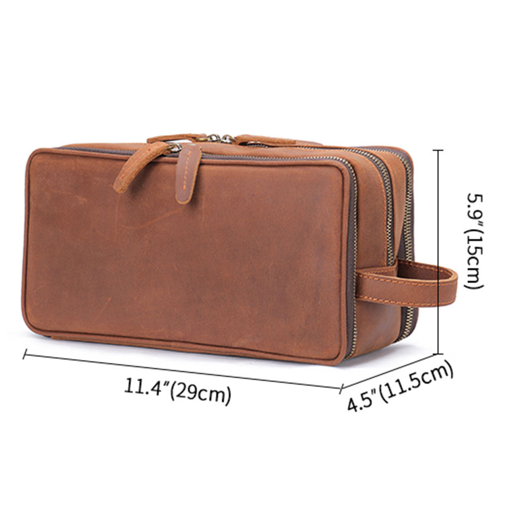 Men's Crazy Horse Leather Clutch Wash Large Men's Handbags