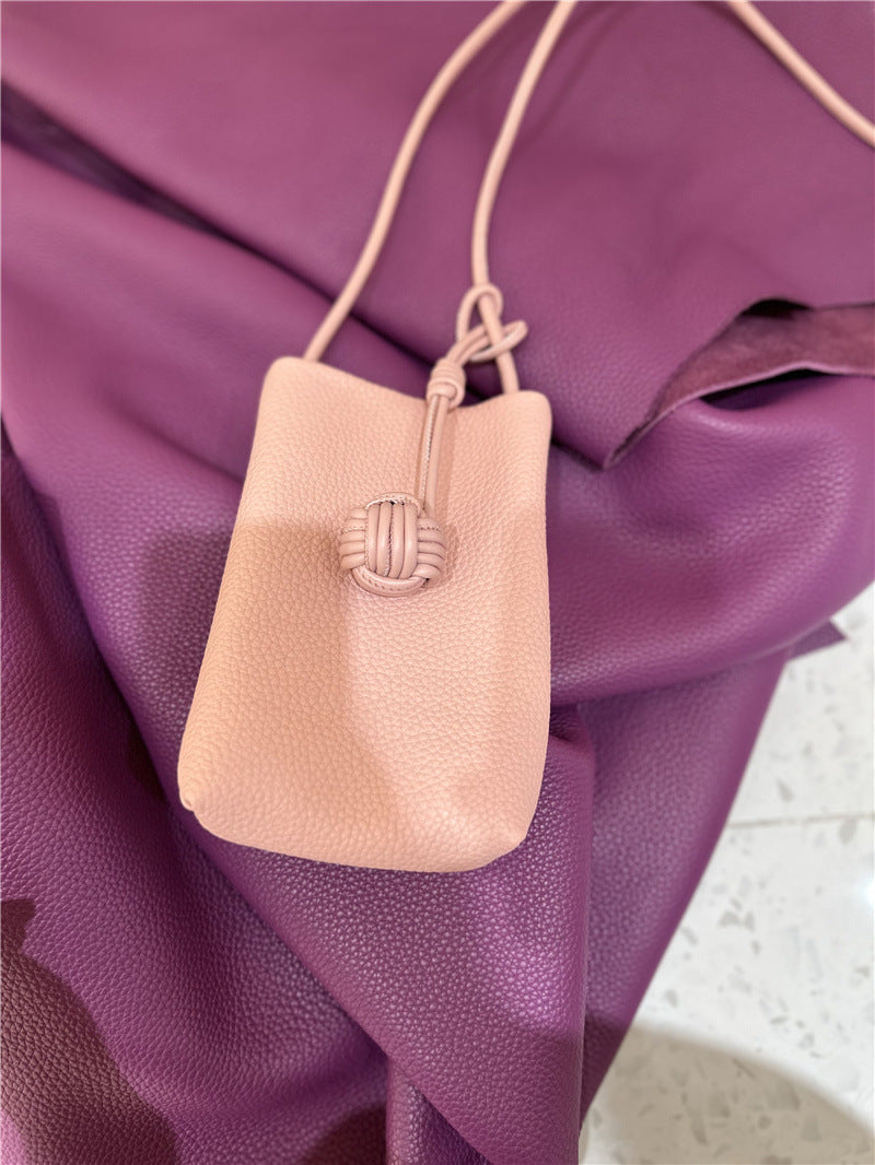 Women's Woven Ball Mobile Leather Mini Simple Phone Bags