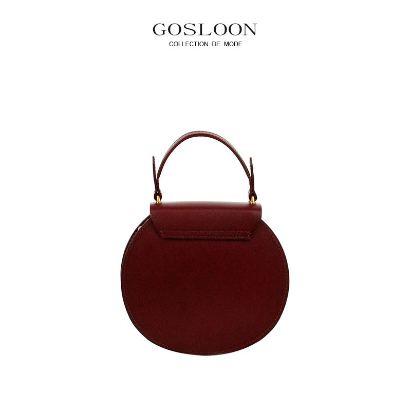 Gu Design Thick Cowhide Round Pie Crossbody Bags