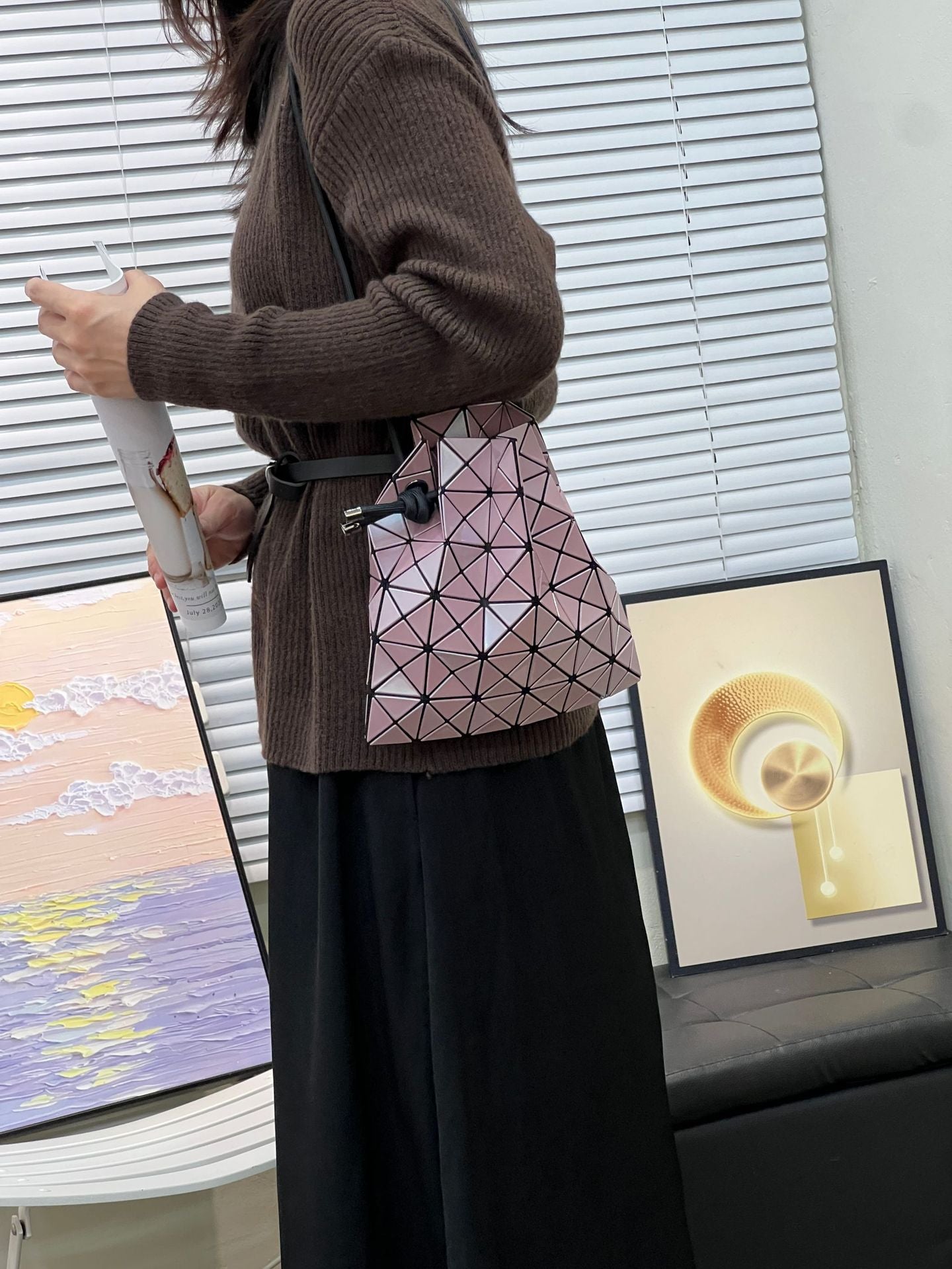 Women's Diamond Drawstring Bundle Life Piece Bucket Bags