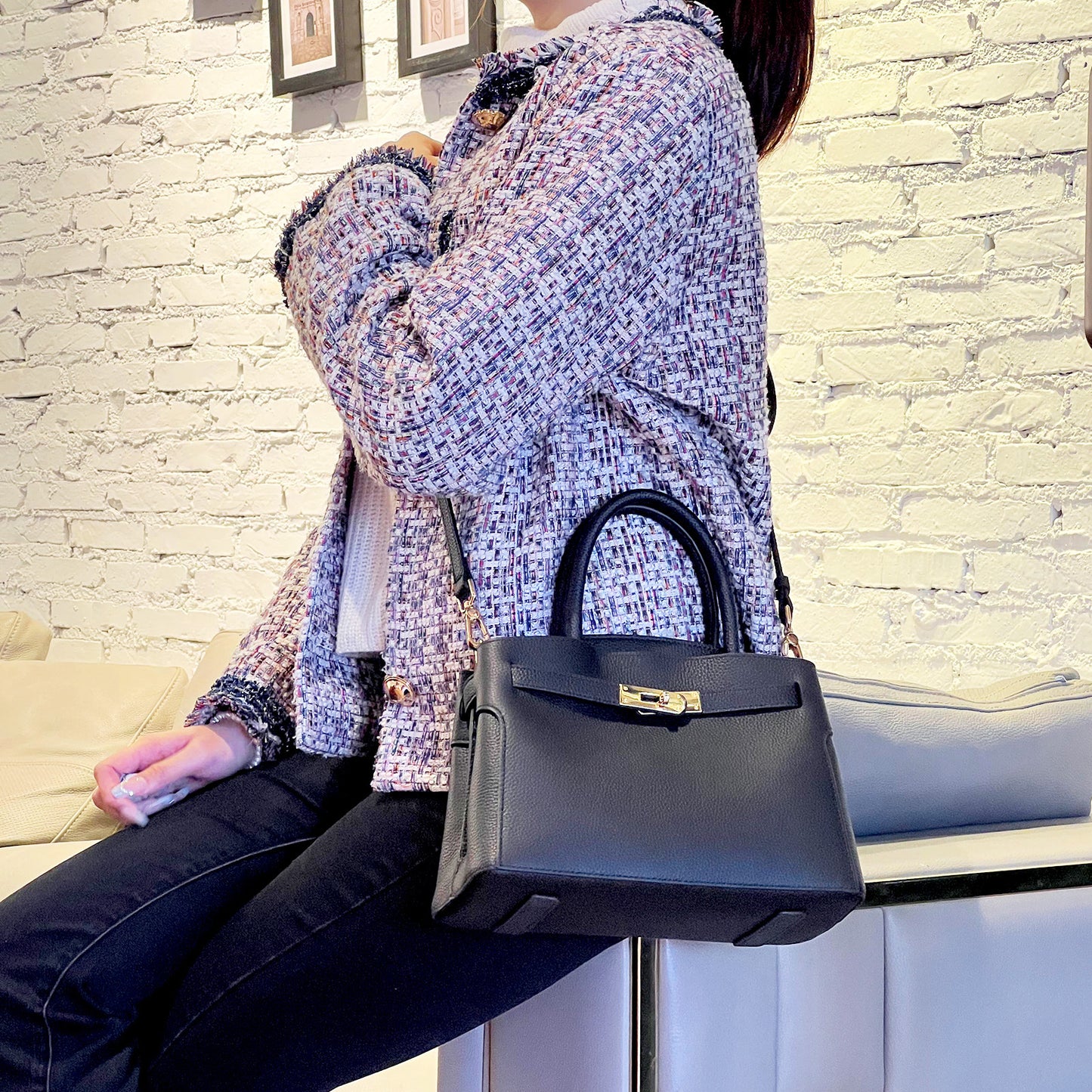 Women's First Layer Cowhide Spring Advanced Texture Genuine Shoulder Bags