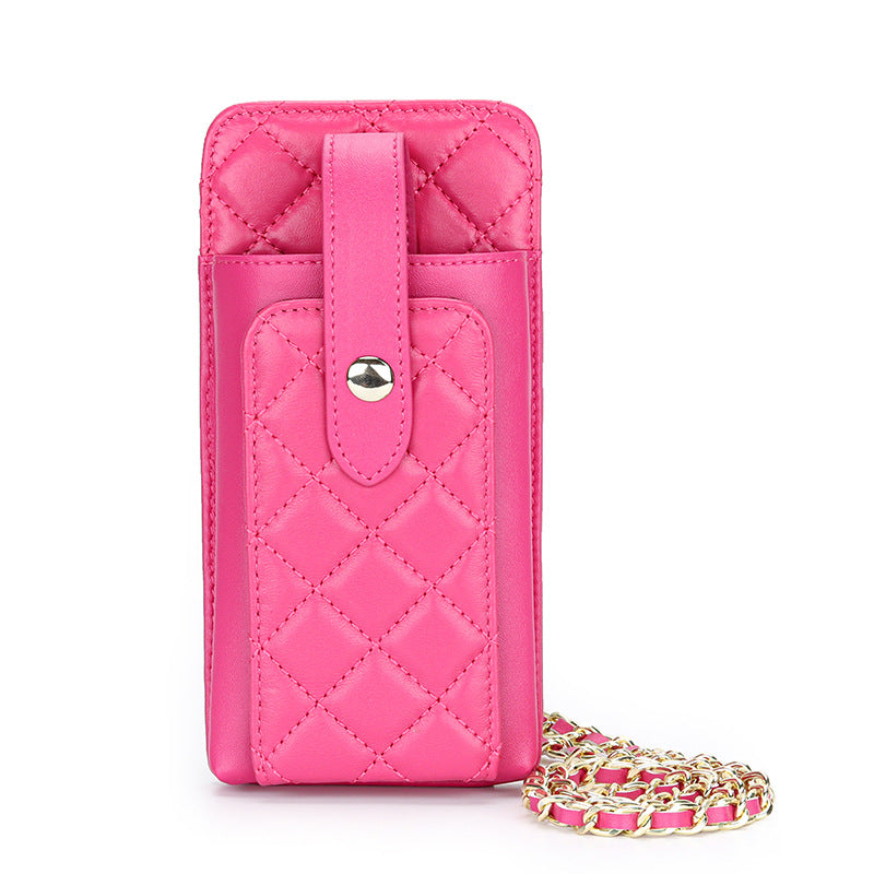 Women's Classic Style Rhombus Vertical Mobile Chain Phone Bags