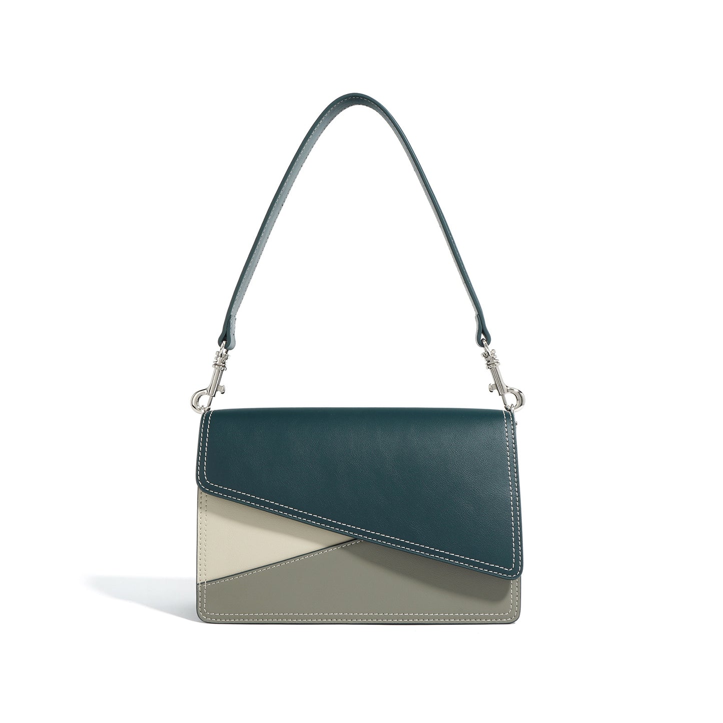 Geometric Simple Commute Contrast Color Cowhide Crossbody Bags
