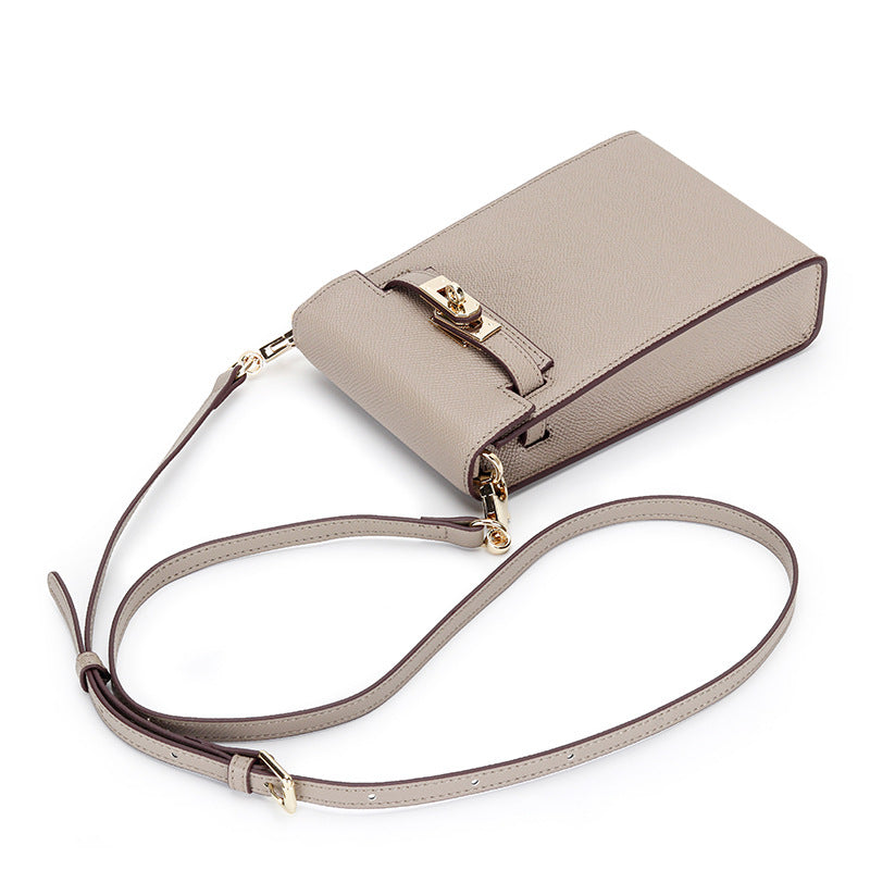 Leather Female Niche Palm Print Vertical Phone Bags