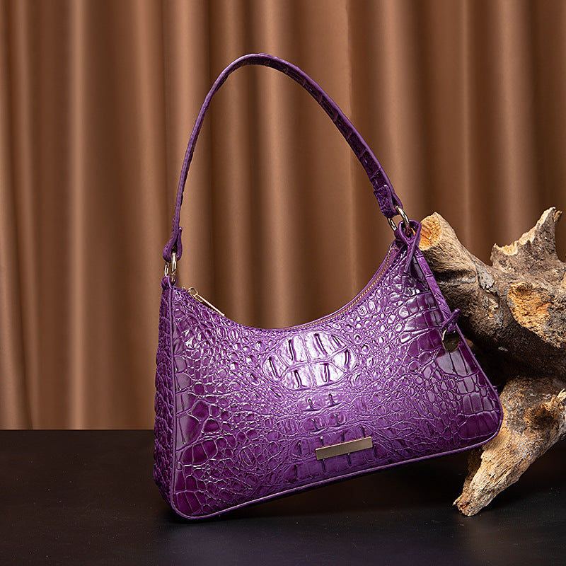 Women's Retro Hand-held Underarm Crocodile Pattern Shoulder Bags